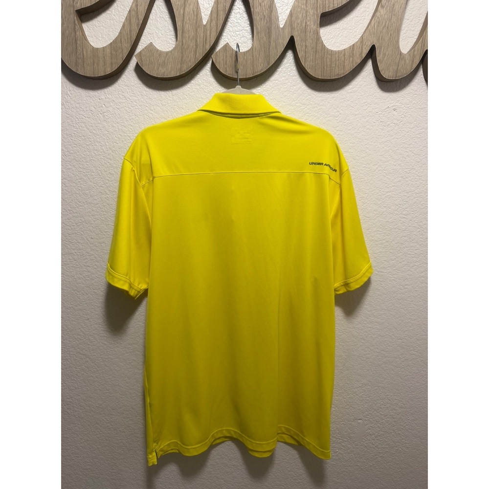Under Armour HeatGear Loose Fit Polo Shirt Mens XL Yellow Short Sleeve Golf Tee - Picture 3 of 3